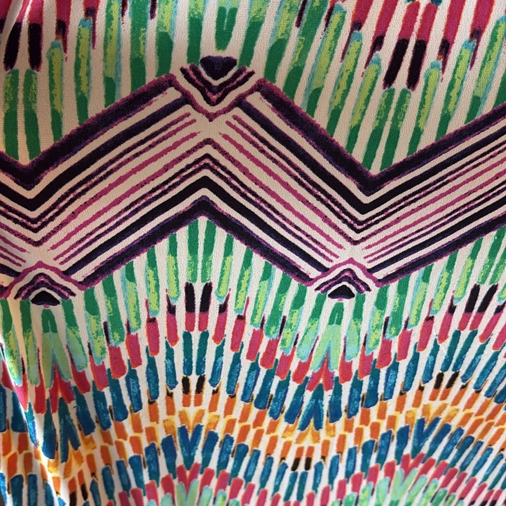 Multicolor Chevron Maxi halter summer Dress  blouson very stretchy L - Picture 4 of 8